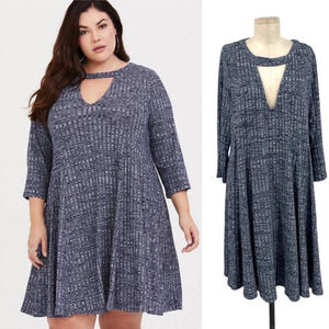 Torrid Mini Rib Knit Mock Neck Dress In the Navy Blue Plus Size 2X